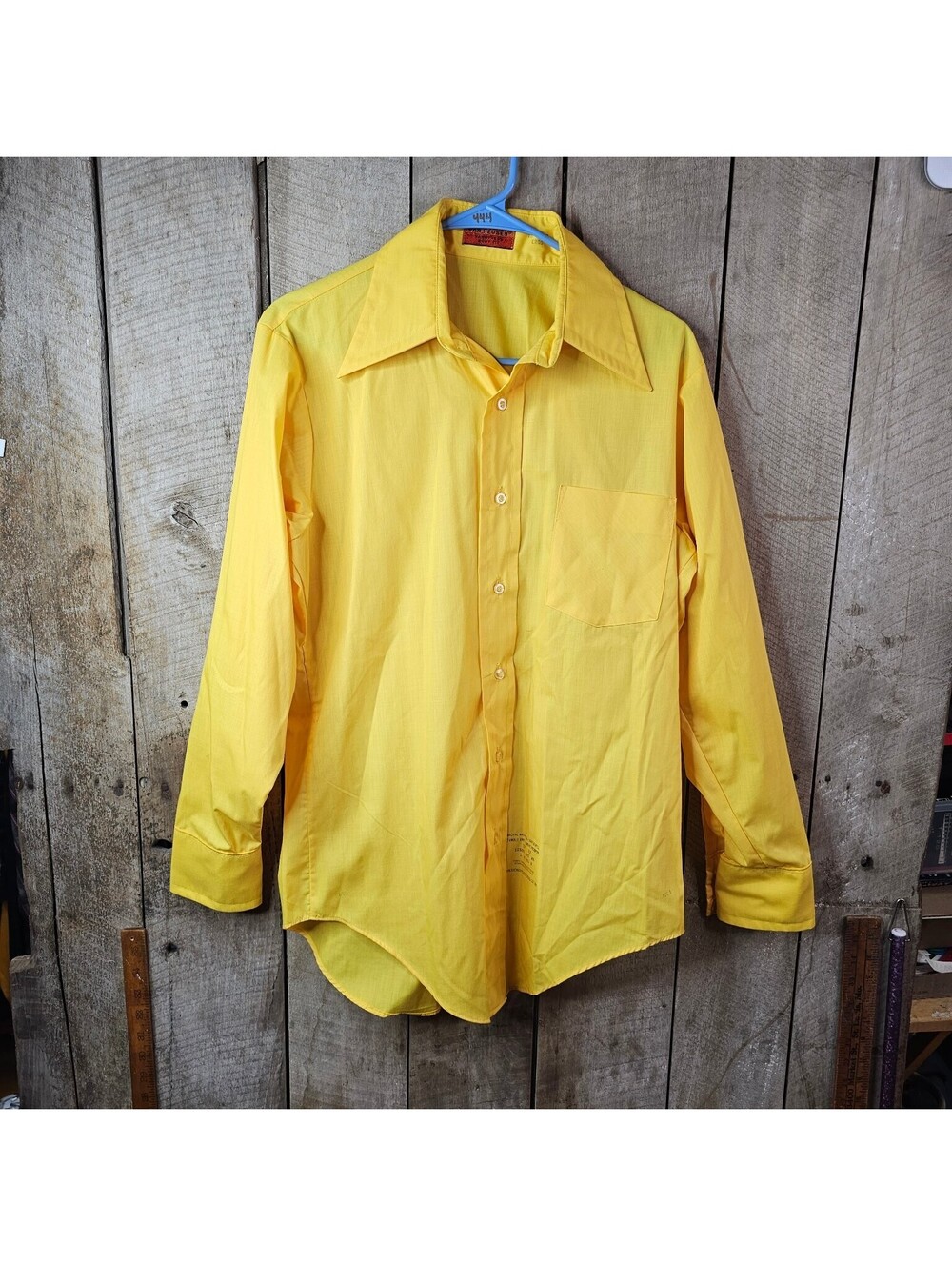 Vintage Van Heusen 417 Men's Yellow Dress Shirt Size 15.5 32 Ergo Body Fit